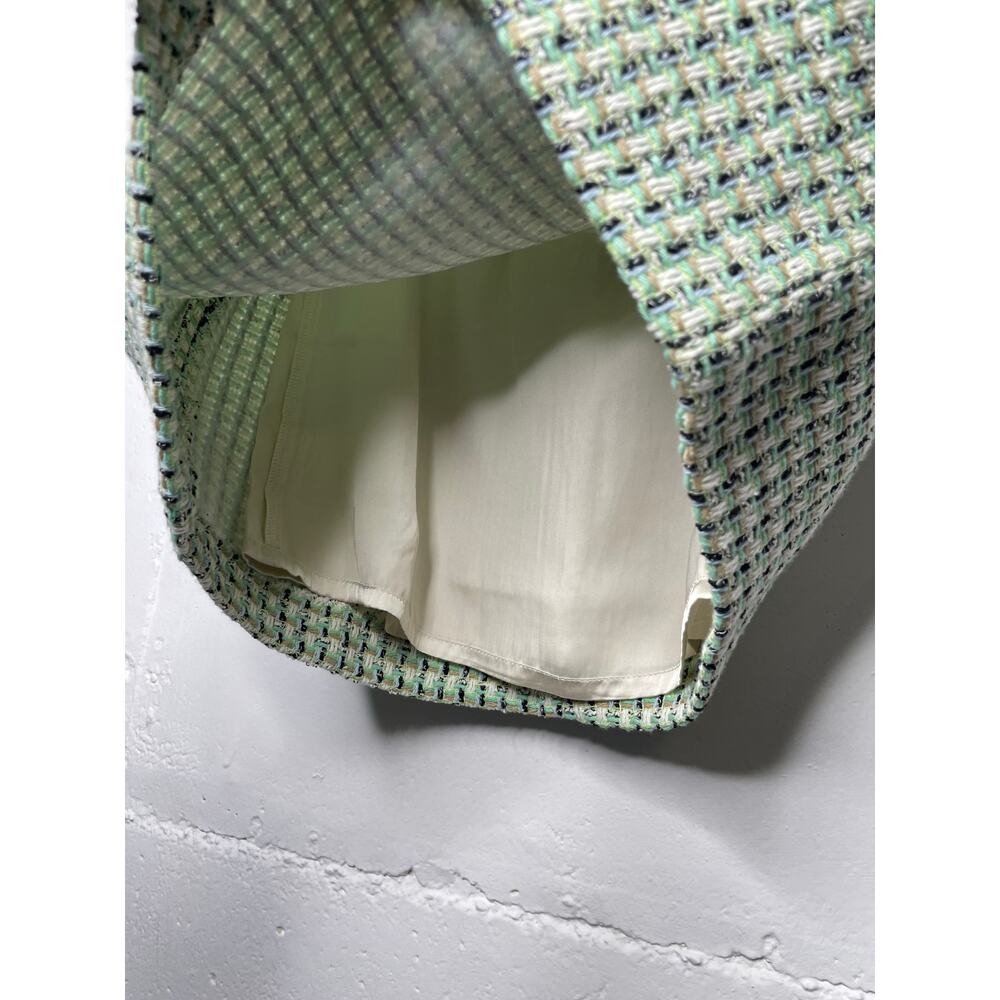 NEW MNG TMango Tweed Mini Skirt Pastel Green Size Medium - Picture 4 of 6